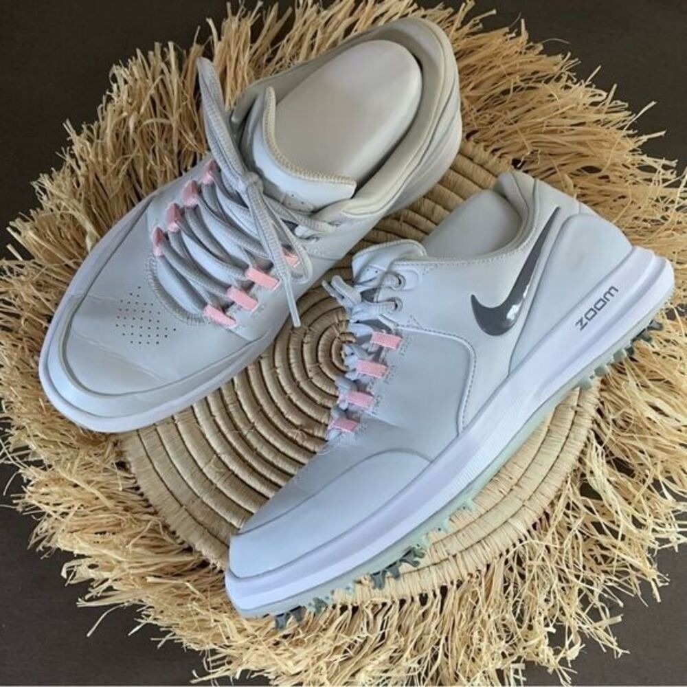 NIKE Golf Women's Air Zoom Accurate Golf Shoes Spikes 909735-002 Platinum 9.5W
